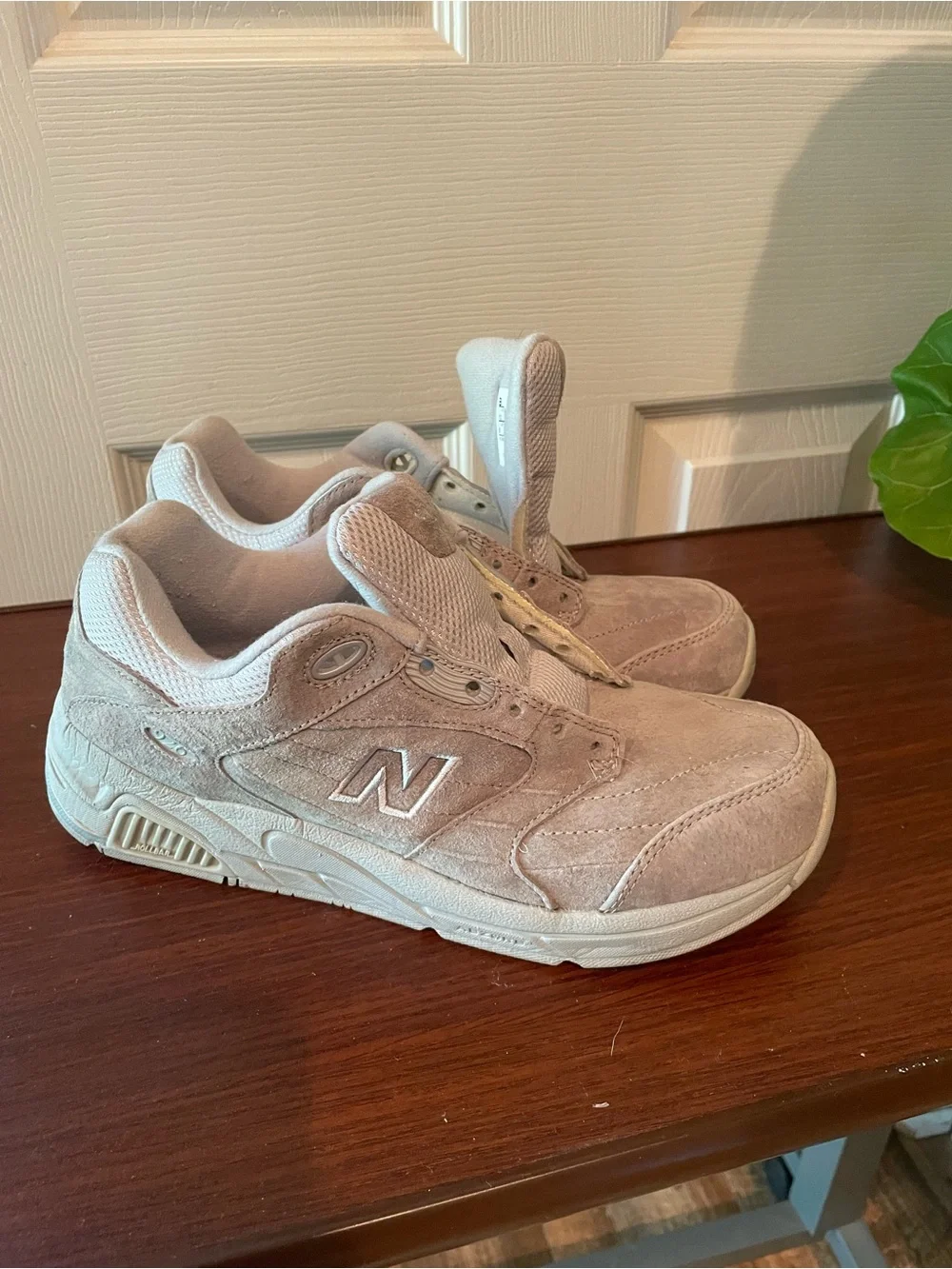 New Balance Light Beige Suede Low-Top Sneakers